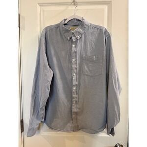 Elliot Mulryan Mens XL Light Blue Linen Blend Button Down Long Sleeve Shirt